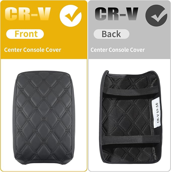 GIANT PANDA Custom Car Center Console Armrest Cover Fit for Honda CRV 2012 2013 2014 2015 2016,Waterproof Faux Leather Middle Console Cover Arm Rest Lid Cover Protector - Full Protection - Black