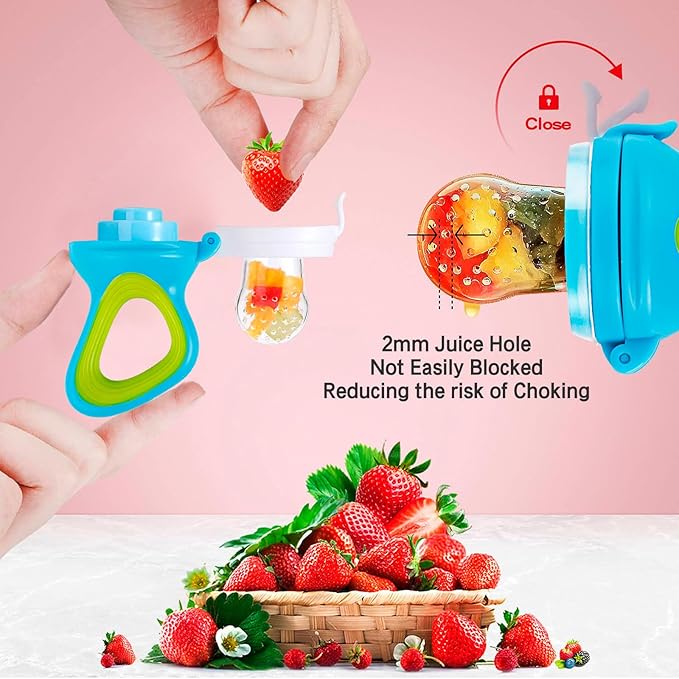 Baby Fruit Feeder by HAOBAOBEI, Frozen Teething Toys for Babies, Baby Food Pacifier Feeder with 3 Sizes Silicone Pouches, Baby Eating Essentials,BPA Free Baby Feeding Supplies -2 Pack