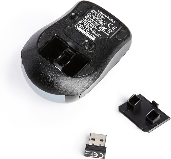 Amazon Basics 2.4 Ghz Wireless Optical Computer Mouse with USB Nano Receiver, Silver