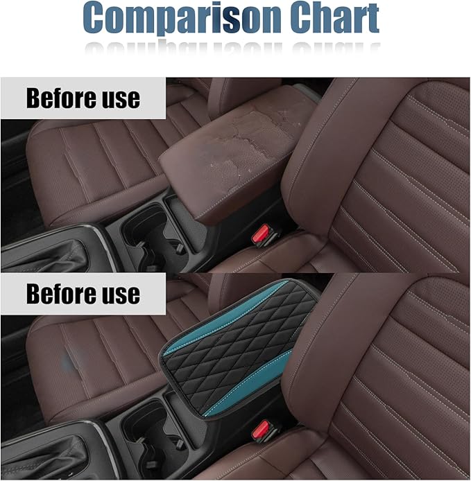 Car Center Console Cover, Universal Leather Waterproof Armrest Seat Box Cover Protector, Comfortable Car Decor Accessories Fit for Most Cars, Vehicles, SUVs-gem green