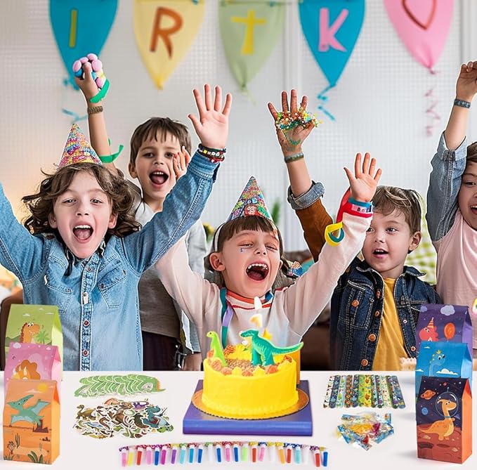 HURSROOR 196PCS Dinosaur Party Favors, Dinosaur Birthday Party Supplies for 24 Kids, Dinosaur Goodie Bags for Kids Birthday, Dinosaur Party Decorations Dino Party Favors for Boys Girls