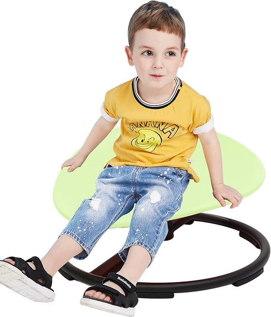 Kids Sensory Swivel Chair - Round Spinning Chair Seat for Balance, Coordination - Sensory Therapy Stool for Kids with Autism & ADHD - Active Indoor Play Chair for Home & Classroom (Green)