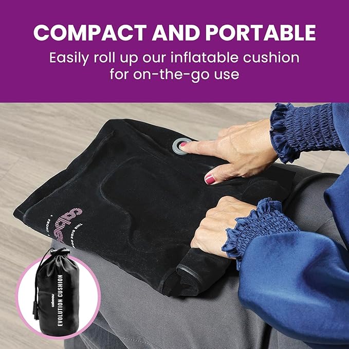 Cabeau Evolution Cushion Portable & Lightweight Inflatable Seat Cushion - Ideal for Office Chairs, School Bleachers, Stadium Seats, and Wheelchairs - Comfort on The Go