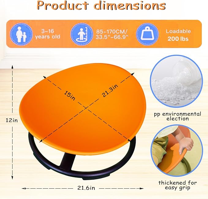 Kids Sensory Swivel Chair,Autism Sensory Spinning Chair for Kids,Sensory Spinning Toy Chair,Kids Coordination Sensory Swivel Products for Ages 3 Years and UP,Training Body Coordination