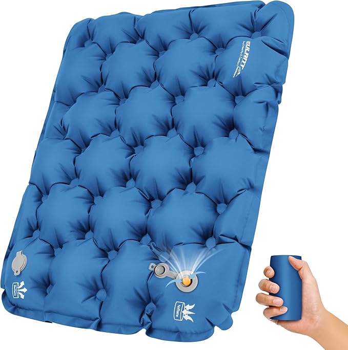 EULANT Inflatable Seat Cushion Lightweight Compact Stadium Seat Pad Camping Travel Air Seat Cushion for Airplane Hiking Bleachers Office Home Sports Events(Blue)