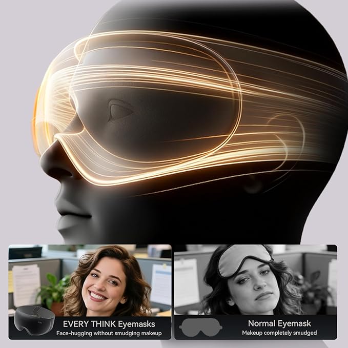 EVERY THINK Ultimate Comfort Sleep Mask for Side Sleepers - 3D Zero Pressure & 100% Light Blocking Eye Mask for Sleeping, Adjustable & Breathable for Women Men, Travel Essentials (Black)