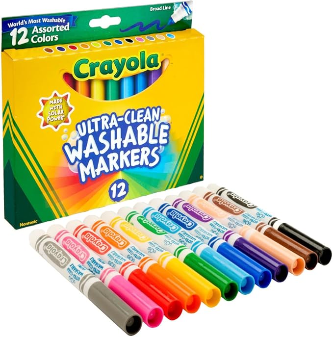 Crayola Broad Line Markers (12ct), Washable Markers for Kids, Arts & Crafts Supplies, Coloring Markers, Gifts for Kids & Toddlers, 3+