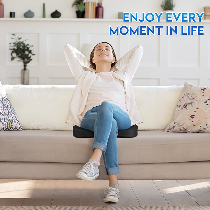 Seat Cushion, Memory Foam Cushion for Office Chair, Car Seat, Airplane, Chair Pad for Postpartum Pregnancy, Sciatica Tailbone Back Pain Relief for Long Sitting Workers, Car Drivers, Black