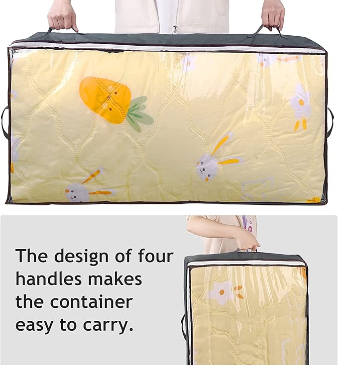 90L Under Bed Storage Containers, Underbed Toy Organizers and Clothing Storage Bags, Closet Storage Bins with Clear Window for Organizing Blanket Comforter Bedding Clothes Bedroom Dorm, 2 Pack