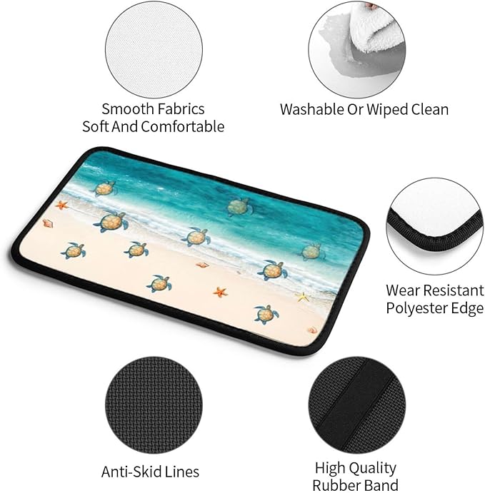 DORKEIXIA Ocean Kawaii Cute Turtle Crawling On The Beach Auto Center Console Armrest Pad Universal Car Center Console Cover Seat Box Cover for Sedan, Van, SUV, Truck Car Accessorie