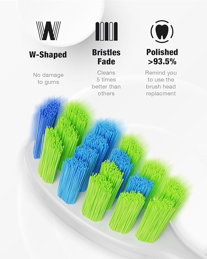 7AM2M Sonic Electric Toothbrush with 6 Brush Heads for Adults&Kids, One Charge for 120 Days, Wireless Fast Charge, 5 Modes, 40000VPM Powered Toothbrush (Purple)