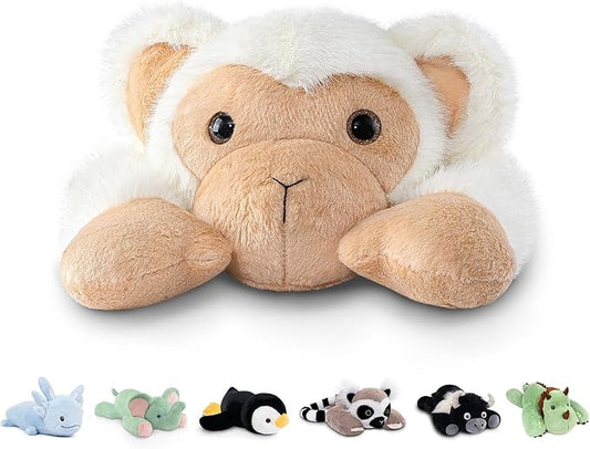 Niuniu Daddy 20" | 3.3 Pound Monkey Weighted Stuffed Animals, Large White Monkey Pillowfort Plush Lap Animal Toys for Kids Adults, Giant Plushy Body Pillow for Gifts Birthday Christmas Holiday