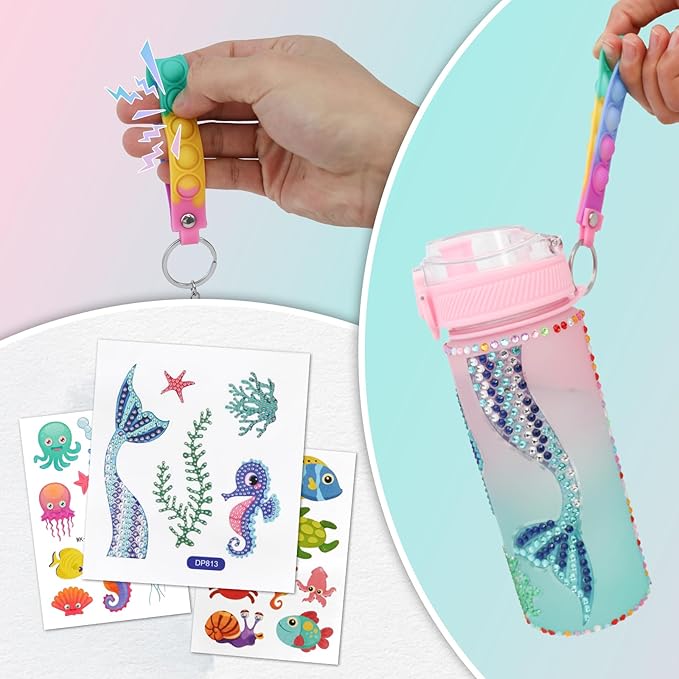 Gifts for Girls 4-12, Decorate Your Own Water Bottle Kits for Girls, Unicorn Diamond Crafts Painting Toys, Kids Water Bottle for School, Christmas and Birthday Gifts Toys for Girls