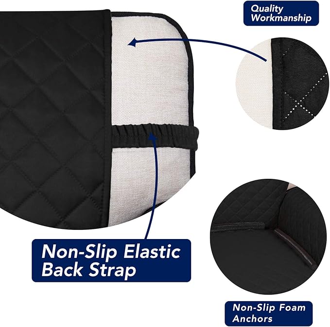 PureFit Reversible Quilted Sofa Cover, Water Resistant Slipcover Furniture Protector, Washable Couch Cover with Non Slip and Elastic Straps for Kids, Dogs, Pets (Sofa, Black/Beige)