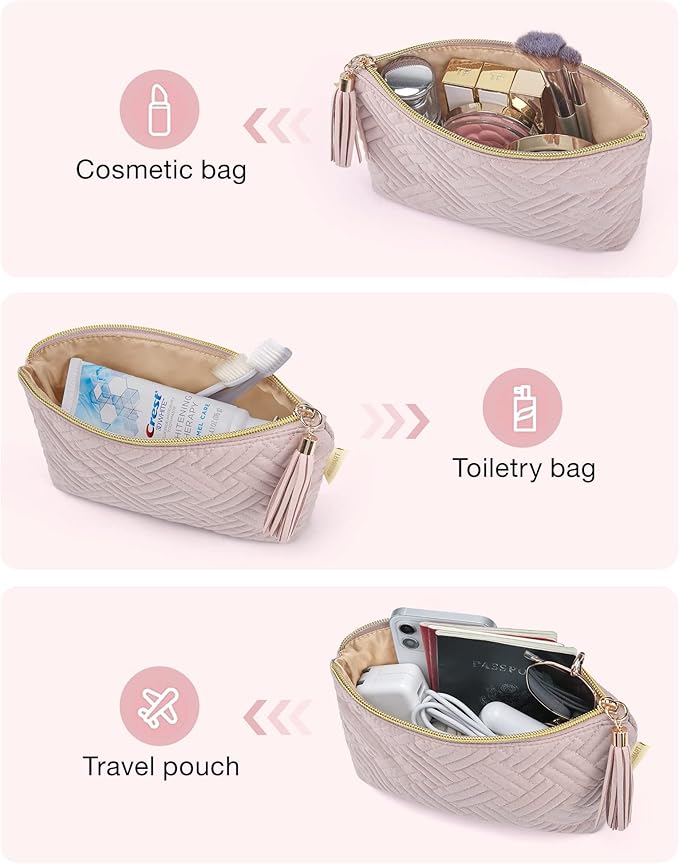 BAGSMART Small Cosmetic Bag, Elegant Roomy Makeup Bags,lipstick pouch,Zipper Pouch,Great Gifts for Women,Travel Waterproof Toiletry Bag Accessories Organizer Gifts
