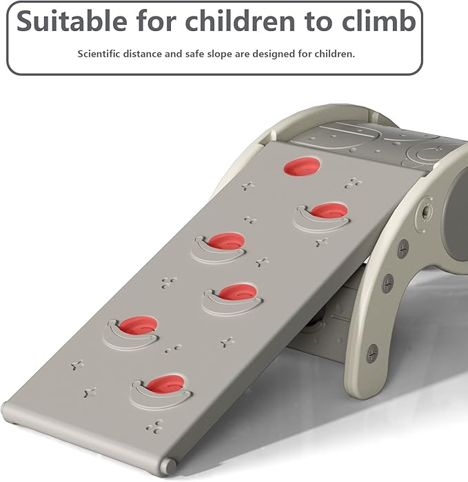 Children's Indoor Climbing Slideway Swing Playground 4-in-1 Function: Slide, Rock Climbing, Balance Board and Cradle Safe and Solid Montessori Toys White（1 Climbing Frame+2 Sliding Plate）