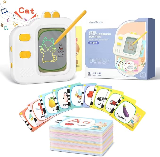 Talking Flash Cards with LCD Writing Tablet for Toddlers, Language Learning Toys with 240 Words, Learning Phrases, Objects Adjectives, Speech Therapy, Autism Sensory Toys Learning Montessori Toys