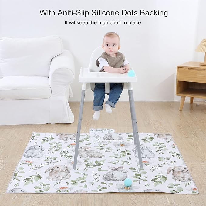 Insular Baby Splat Mat for Under High Chair/Arts/Crafts, Anti Slip and Waterproof Splash Mat for Floor, Portable Picnic Mat, 51x51 Inch, Forest Deer