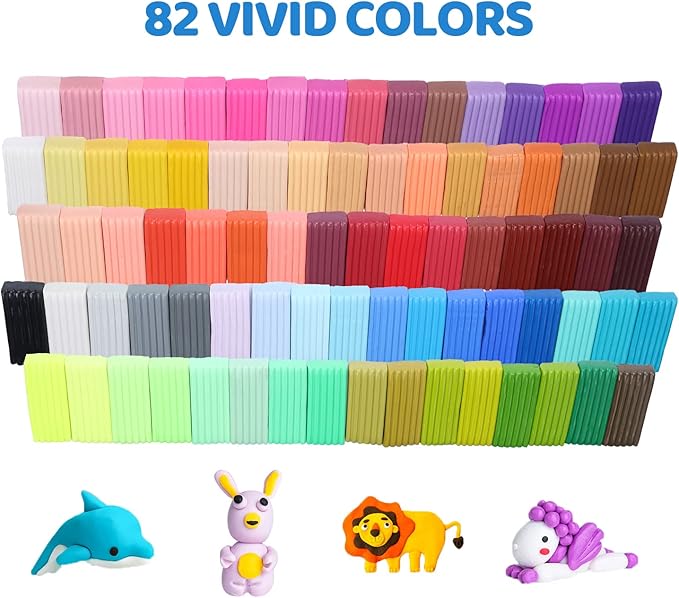 ARTME Polymer Clay, 82 Colors Clay Kit, Oven Bake Modeling Clay, Creative Polymer Clay Kit with Sculpting Tools and Jewelry Accessories, Non-Toxic, Ideal DIY Clay Gifts for Adults and Teens
