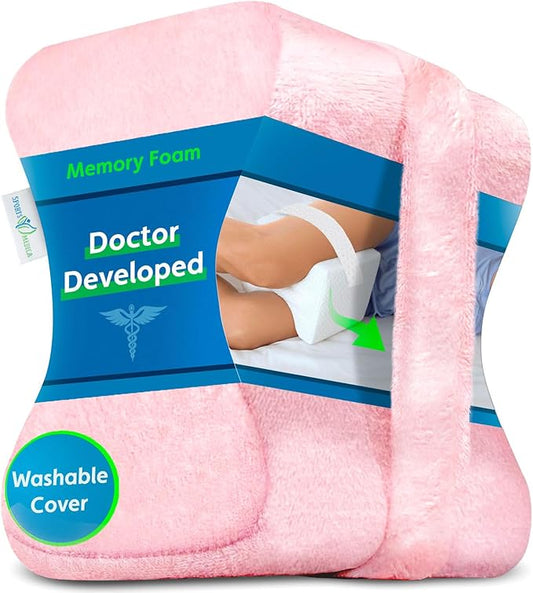 Sports Medica Doctor Developed Knee Pillow for Side Sleepers - Washable Cover Memory Foam Leg Pillow for Side Sleeping, Lower Back & Sciatica Pain Relief - Spine Alignment - Between Knee Hip Cushion