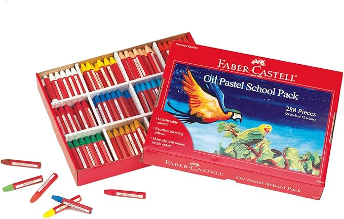 Faber-Castell - Oil Pastels School Pack - Premium Art Supplies For Kids (24 Each of 12 Colors) (288 Count)
