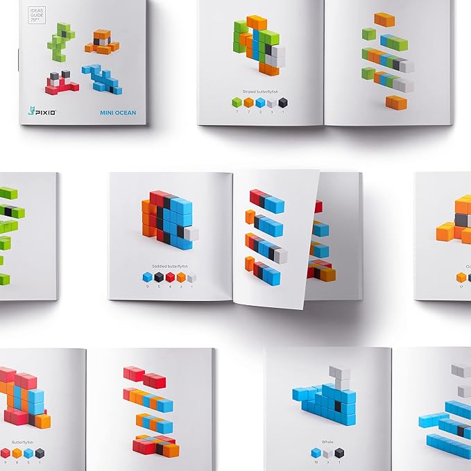 PIXIO Magnetic Blocks Mini Ocean, Tiny Magnetic Building Blocks in Pixel Art Style, Creativity for Kids, STEM Toys, Sensory Toys