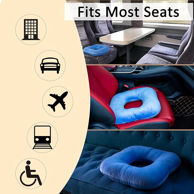 Donut Pillow for Tailbone Pain Relief, Wheelchair Cushion for Hemorrhoids and Bed Sores, Pregnancy, Donut Pillow Suitable for Office, Long Travel, Car and Home Sofa