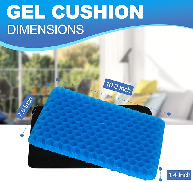 Gel Seat Cushion for Long Sitting - 10" x 7" x 1.4" (Mini) Gel Cushion for Kids, Pressure Relief Cushion for Chair