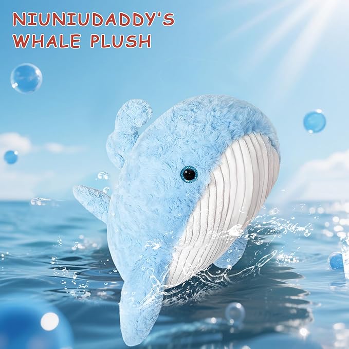 Niuniu Daddy 23" | 3.3 Pound Whale Weighted Stuffed Animals for Kids Adults, Whale Weighted Plush Lap Animals Plush Toy for Toddler Teens, Large Stuffy Pillow for Presents Birthday Christmas Holiday