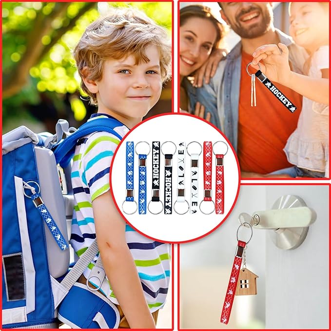 130PCS Hockey Party Favors - Incliding Hockey Keychains, Ice Hockey Gift Bags, Slap Bracelets, Hockey Stickers, Sports Mini Foam Fingers for Boys Fans Sports Hockey Birthday Party Supplies