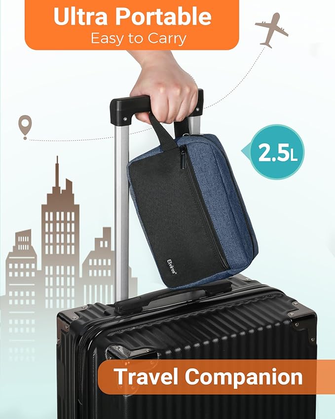 Elviros Travel Toiletry Bag for Men Hanging Toiletries Dopp Kit Small Bathroom Hygiene Tool and Medicine bag for Traveling Essential Shaving Pouch,Gifts for Men(Blue&Black)