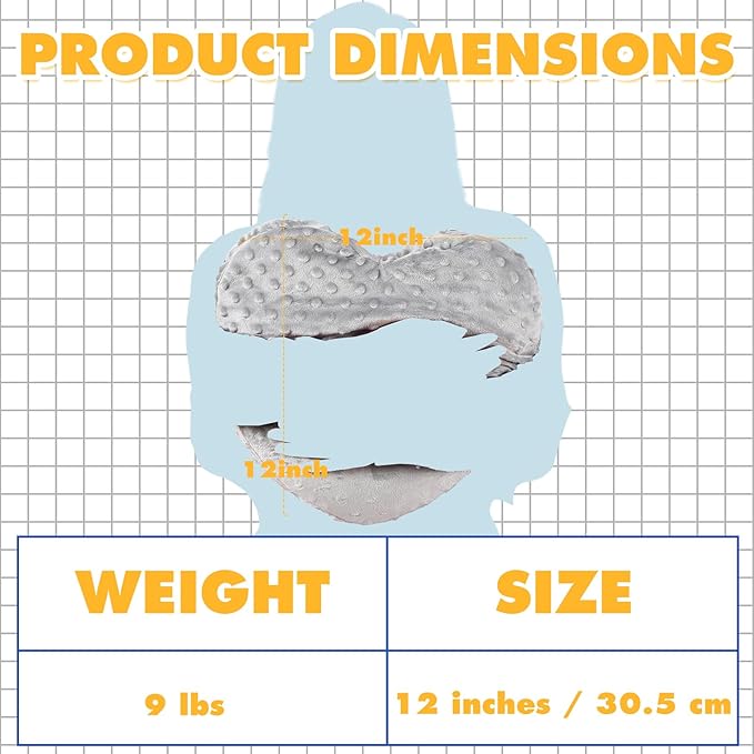 9 lb Sensory Weighted Pillow with Glass Bead Filled Heavy Soft Versatile Hug Body Pillow W/stress Relief for Adults Comfort Relaxation Sleep Valentine's Thoughtful Gift Hear(Gray)