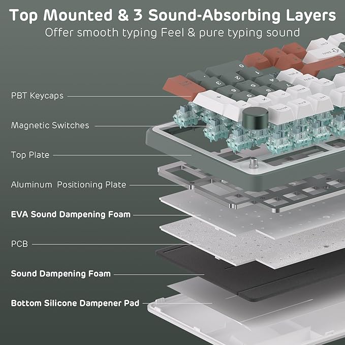 RK ROYAL KLUDGE C98 HE Mechanical Gaming Keyboard, Hall Effect Magnetic Switch, Hot Swappable 95% Wired RGB Keyboard, Rapid Trigger Adjustable Actuation, 8K Polling Rate, Pro Web Driver for Mac &Win