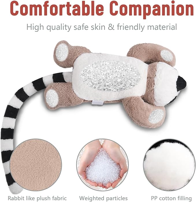 Niuniu Daddy 20" | 3.3 Pound Lemur Weighted Stuffed Animals, Large Pillowfort Plush Animal Toys for Kid Adult Baby, Cute Body Pillow for Gifts Presents Birthday Christmas Holiday Thanksgiving