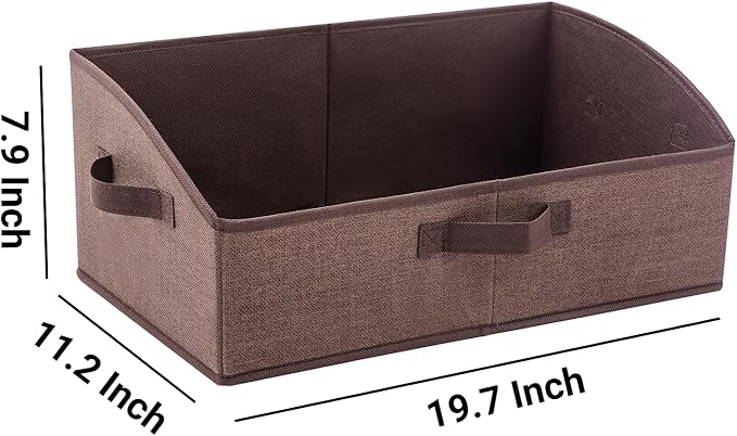 3 Pack Closet Organizers, Foldable Clothes Storage Organizers with Handles, Large Capacity, Sturdy Drawer Storage Boxes for Clothing, Underwear, Books, Shelves, Wardrobe Organizing, Brown