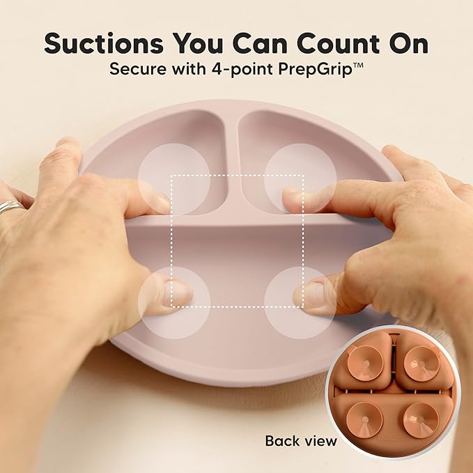 KeaBabies Suction Plates for Baby, Toddler - 3-Pack 100% Silicone Toddler Plates, Divided Baby Plates with Suction, Silicone Plates for Baby, Kids, BPA-Free, Microwave, Dishwasher Safe (Dusk)