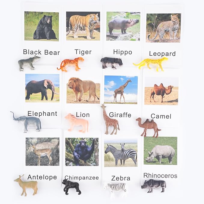 Yikko Montessori Animal Match Cards 48pcs - Insects and Animals Figurines and Cards, Montessori Materials Preschool Infant Toddlers Sorting Toys, Gift for 3 Years + Kids