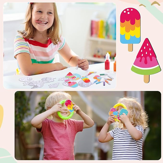 30 Sets Sand Art Kit Crafts for Kids 30 Sand Art Pictures with 23 Colored Sands DIY Sweet Treat Craft Sand Paintings with Brushes for Children DIY Arts Educational Learning Activity