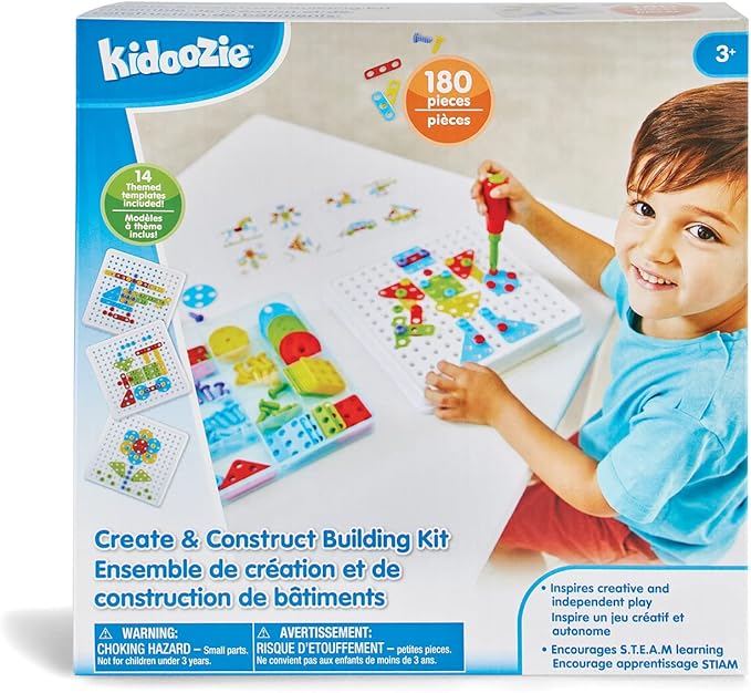 Kidoozie Create & Construct Building Kit, S.T.E.A.M Mosaic Art Activity for Children Ages 3+
