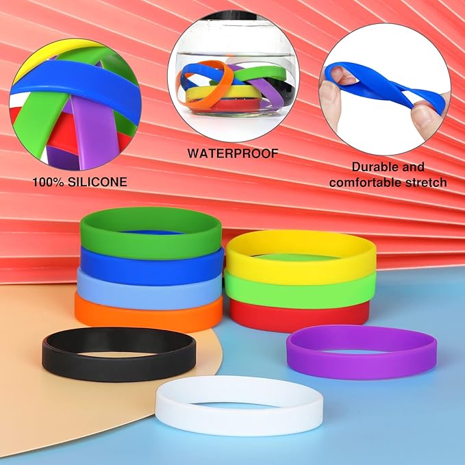 30 PCS Silicone Bracelets Wristbands for kid, Sports Rubber Elastic Wristband Bracelet for Party Decorations Favors Set Pack Blue