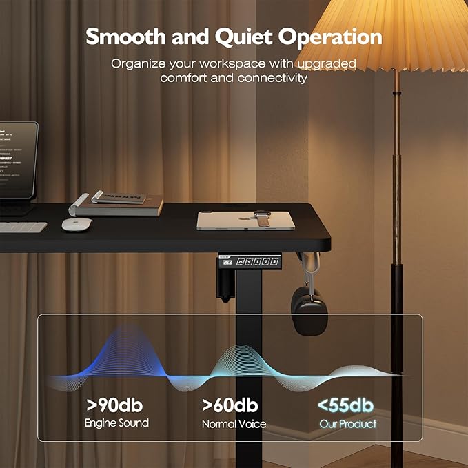 Monomi 59 inch Electric Standing Desk with Memory Preset, Adjustable Height Standing Desk for Home Office & Gaming, Large Computer Desk with Anti-Collision, Black