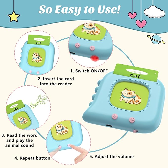 Talking Flash Cards for Toddlers 1-3, Toddler Toys for Ages 1 2 3 4 5 Years Old Boys, Pocket Speech Therapy Toys with 224 Sight Words, Autism Sensory Toys, Montessori Educational Learning Toys Gifts