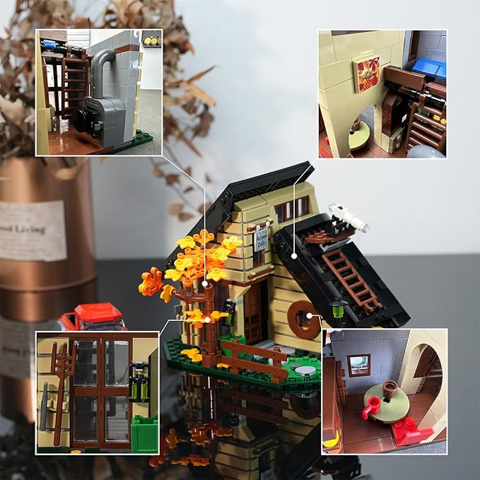 ENJBRICK A Frame Cabin City House Building Set for Adutls,Friends Autumn House Building Toys for Girls 8-14 Years Up 696 pcs