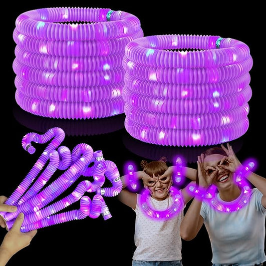 Glow Party Favors Supplies for Kids,12 PCS Purple Light Up Glow Sticks Valentines Day Necklaces Bracelets Accessories for Toddlers,Glow Birthday Wedding Dance Mardi Gras Party Decorations for Boy Girl