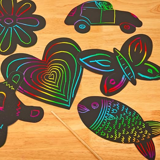 Colorations SDSHAPE Scratch Designs Shapes, 98 Pieces, Shape Boards