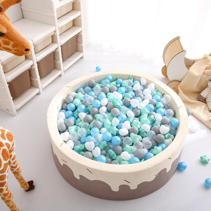 GOGOSO Shape Ball Pits Balls, Star Heart Plastic Play Balls for Toddlers Kids Children, DIY Giant Friendship Bracelet Banner