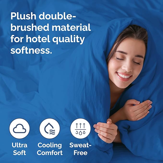 Duvet Cover King Size Set - Extra Soft King Size Duvet Cover 104 x 90 with 2 Pillow Shams - Hotel Luxury Easy Care and Fade Free w/Zipper Closures & Ties - Comfy Breathable Bedding Set (Royal Blue)