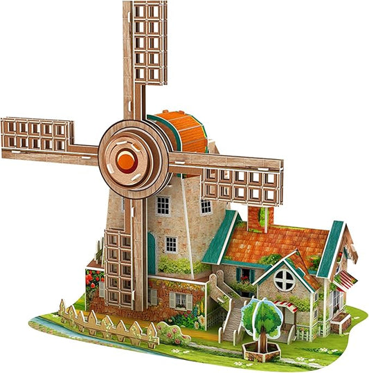 3D Puzzles for Adults Kids Holland Windmill with Music Box, Model Kits, Holiday Decor Birthday Gifts,Gifts for Men Women Arts and Crafts for Adults.(Holland Windmill)
