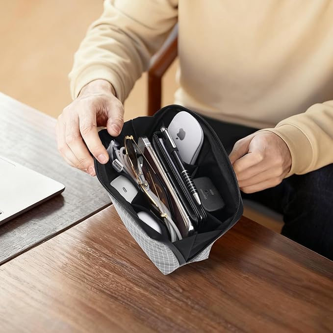 SIMTOP Cord Organizer Travel Small Tech Bag Pouch Case for Cords, Charger, Hard Drive, Power Bank – Water-Resistant Electronics Organizer, Small Portable Gadget Case for Travel