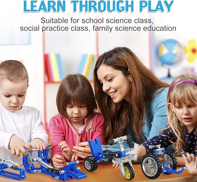 Mechanical Building Toys for Boys Age 8-12, 50 STEM Projects for Kids Ages 8-12 with 325 PCS Building Blocks, STEM Toys for 6 7 8 9 10 Year Old Boys, Science Kit Birthday Xmas Gifts for Kids 6+